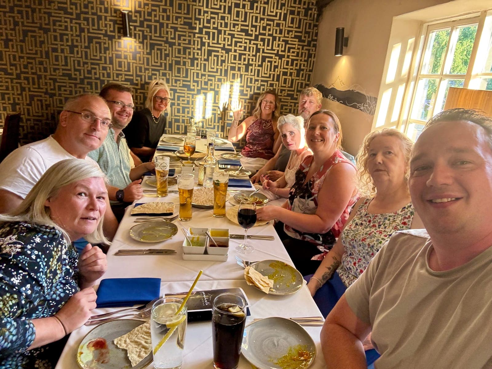 Delegates at dinner after a training day